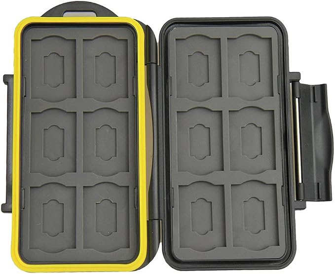 JJC MC-SDMSD24 Water-Resistant Holder Storage Memory Card Case for 12 SD Cards + 12 Micro SD Cards by JJC
