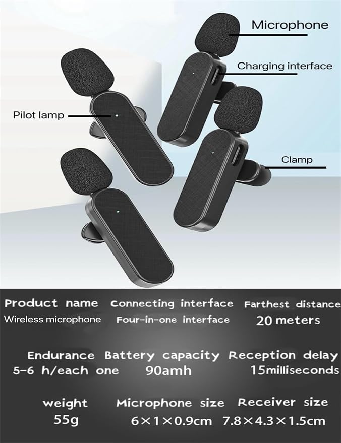 3 in 1/Four in one Wireless Lavalier Microphone for iPhone,iPad,Android,Camera,Computer,mini Noise Reduction Recording Mic Ultra-Low Delay,for Vlog/TikTok/YouTube Live Stream (4 Mic) - Image 6