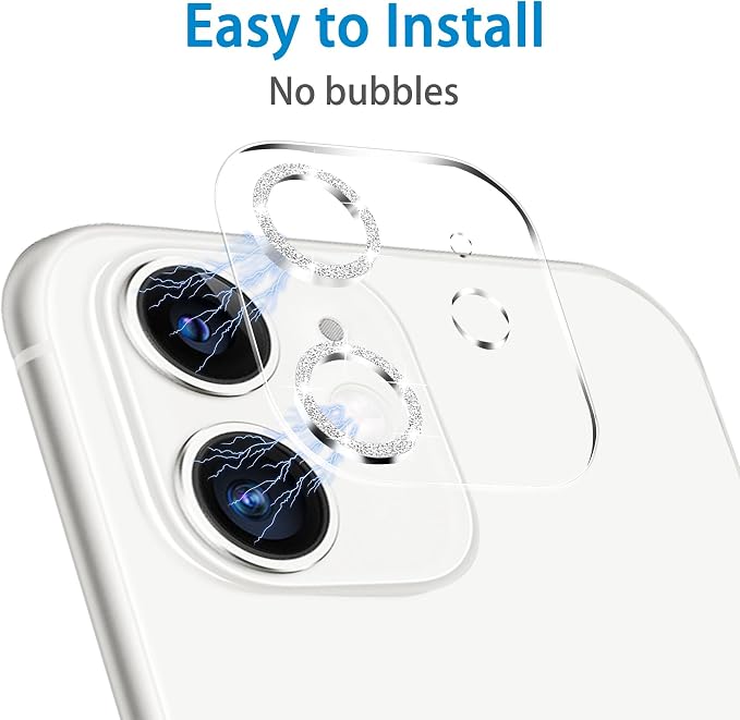 【3 Pack】Dengduoduo Camera Lens Protector for iPhone 11 & iPhone 12 Mini,Glitter Bling Sparkle Ultra HD, Tempered Glass, 13H Hardness, Anti-Scratch, Case Friendly, Easy to Install [No Affect on Night - Image 6