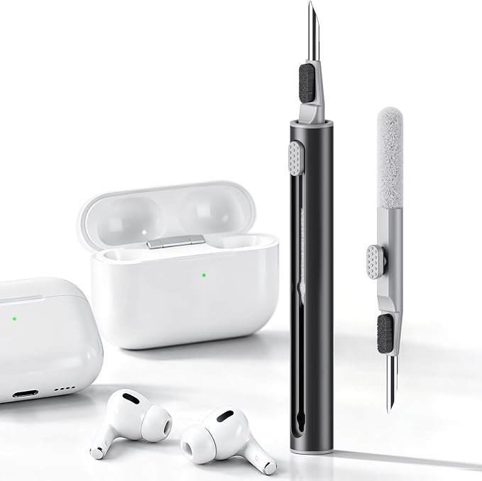 Hyashee Cleaner Kit for Airpods Pro 1 2 3 Multi-Function Cleaning Pen with Soft Brush Flocking Sponge for Bluetooth Earphones Case Cleaning Tools Black by HyasheeDesignforElectronics