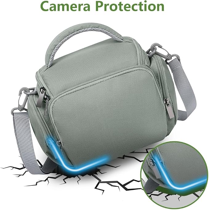 Ainiv DSLR Camera Bag, Large Waterproof Anti-Shock SLR Camera Case, Grey | Adjustable Shoulder Strap Camera Backpack, Portable Crossbody Single Shoulder Backpacks Compatible with Canon, Sony, Nikon - Image 4