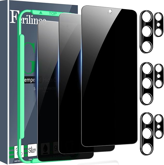 Ferilinso 3 Pack Privacy Screen Protector for Samsung Galaxy S26 Ultra | 9H+ Tempered Glass, Military-Grade Shatterproof, HD, Case Friendly, Easy Installation Bubble Free, with Camera Lens Protector by Ferilinso