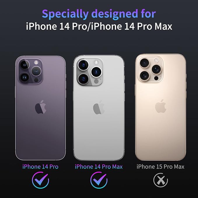 Camera Lens Protector for iPhone 14 Pro/iPhone 14 Pro Max,1 Pack | Tempered Metal Glass Camera Cover, HD Clear Anti-Scratch Lens Screen Protector Film,Case Friendly,Colorful Titanium - Image 2