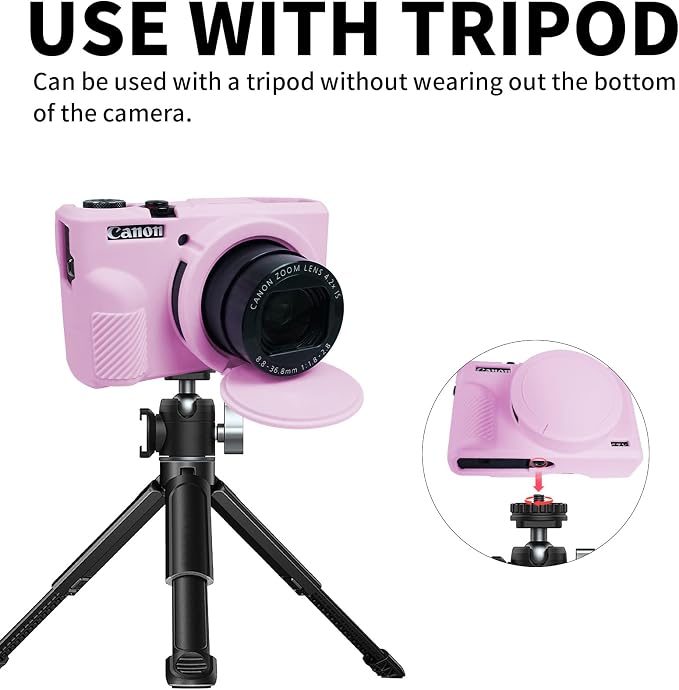 Easy Hood Camera Case for Canon Powershot G7X Mark III Camera(Light Pink) | With Removable Lens Cover,Soft Silicone Protective Case,Anti-Scratch,Slim Fit,Enhanced Grip,Lightweight Camera Accessories - Image 6