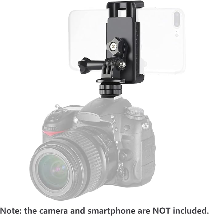 NEEWER Phone Holder/Hot Shoe Mount Adapter Kit Action Camera Mount Compatible with GoPro Hero 12 11 10 9 8 7 6 5 DJI OSMO Action 4 3 2 iPhone 15 Pro Max 14 13 Pro Samsung S23 for DSLRs Ring Light - Image 7