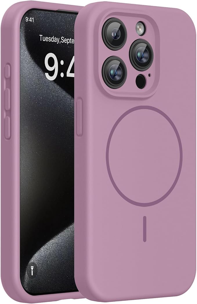 Miracase Magnetic for iPhone 15 Pro Case, Silicone, Soft Microfiber Lining by Miracase