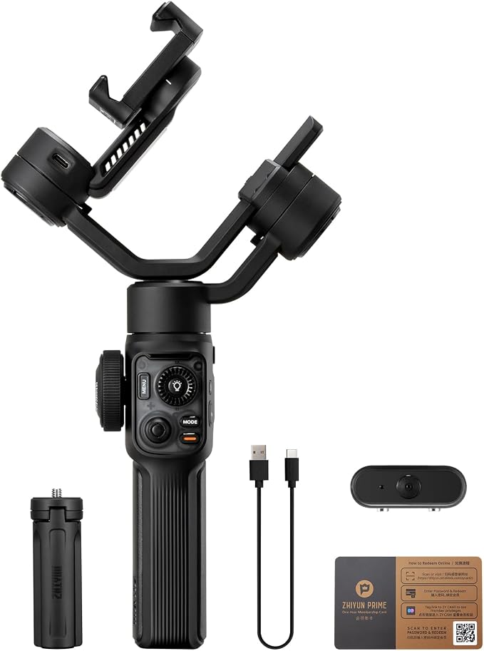 ZHIYUN Smooth 5S AI Combo 3-Axis Gimbal Stabilizer for iPhone 15 Pro Max & Android Smartphone Gimbal with AI Tracker, Built-in Fill Light, Tripod, Phone Stabilizer for Video Recording Vlog Filming | 3-Axis Smartphone Gimbal with AI Tracker, Built-in Fi... - Image 9