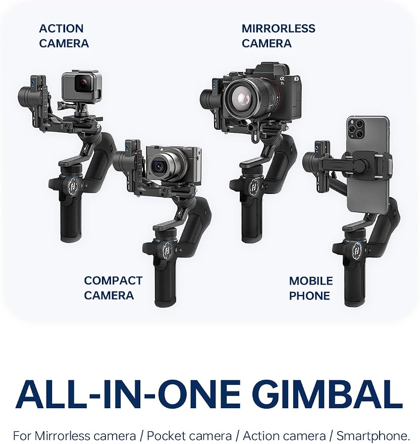 FeiyuTech SCORP Mini 2 Combo Camera Gimbal with Built-in AI Tracking | All-in-one 3-axis gimbal with gesture control,touchscreen and quick release for cameras,action cams and smartphones,Black - Image 2