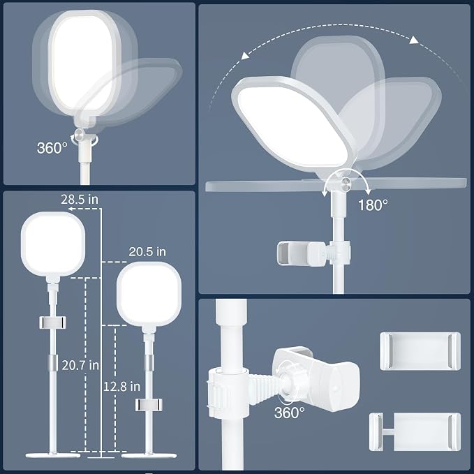 Video Conference Lighting for Zoom with Stand, 30 Modes, CRI>98 | Edge-lit Eye-care Full-screen Ring light, Dimmable with 360° Stand, Memory Func for Zoom, Video Calls, Live Streams, Webcam - Image 6