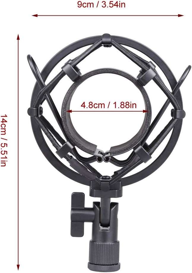 Koolertron Microphone Shock Mount,Mic Clip Holder,Universal 50MM Anti-Vibration Mic Holder for 48MM-54mm Diameter Studio Condenser Mic (Black) - Image 6