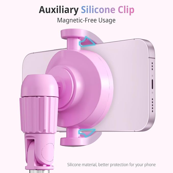 UBeesize Pink 62'' Magnetic Selfie Stick & Phone Tripod with Remote Shutter - Image 4