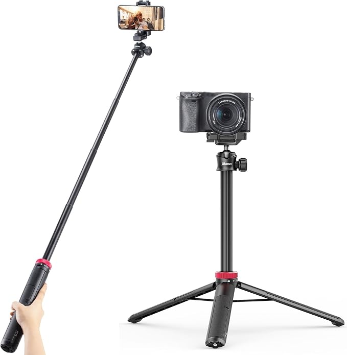 ULANZI MT-44 Auto Open Phone Tripod, 59" Extendable Selfie Stick Vlog Stand | 2-in-1 Phone Clip, Cold Shoe, 360° Ball Head Camera Tripod for iPhone Sony DJI Osmo Pocket 4 Nano Luna, Portable for Travel - Image 8