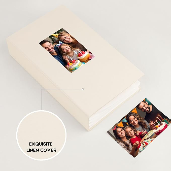 Aevdor 4x6 Photo Album, Holds 360 Photos, Linen Cover, Beige | Horizontal 4x6 Photo Format Only, Easy-View Clear Pockets, Family, Wedding, Baby, Travel and Graduation Prints - Image 5