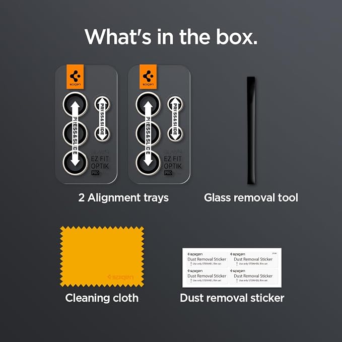 Spigen Camera Lens Protector for Galaxy S24 Ultra - Titanium Gray [2 Pack] | GlasTR EZ Fit Optik Pro, 9H+ Tempered glass, Scratch resistant, Original photo quality, Auto-align tray, Case-friendly - Image 7