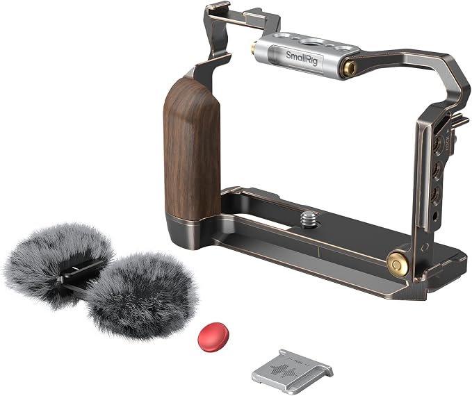SmallRig Retro Cage for FUJIFILM X-M5, Built-in Wooden Handgrip and Quick Release Plate for Arca, Included Windshield/Hot Shoe Cover/Shutter Release Button - 4892 - Image 8