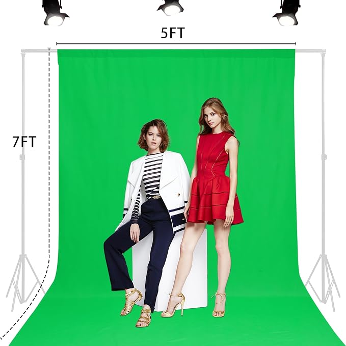 TRLYC Green Photography Backdrops 5x7FT Seamless Background for Studio | Green Backdrop for Photoshoot Video Backgrounds Screen Party Wrinkle-free Polyester Non-Glare Rod Pocket Easy Setup - Image 3