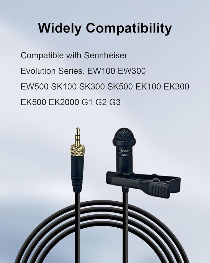 2-Pack 3.5mm TRS Lavalier Mic for Sennheiser Systems, 1.5M | Omnidirectional Lapel Microphones With Crisp Sound Pickup, For Youtube, Vlogging, Live Streaming, Interviews - Image 3