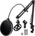 Versatile Boom Arm Stand for Desk, Adjustable Microphone Stand Kit | With Pop Filter, Shock Mount, Microphone Clip, Cable Ties, Table clamp to allow for horizontal and vertical fixing by BILIONE