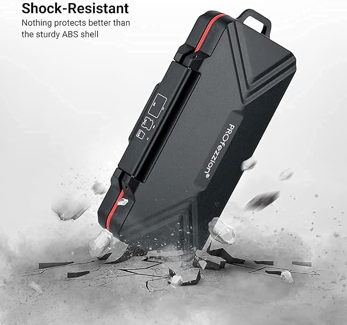 PROfezzion Memory Card Case for 6 CF/Cfast, 12 SD/SDXC/SDHC & 18 Micro SD | 36 Slots Memory Card Holder, Water-Resistant & Anti-Shock, Hard Shell with Rubber Interior, Snap-On Locking & Easy Carrying - Image 8