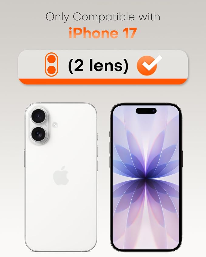 TOCOL Camera Lens Protector for iPhone 17 Tempered Glass HD Individual Scratch Resistant Camera Cover Accessories Case Friendly 2 Pack（Clear） - Image 2