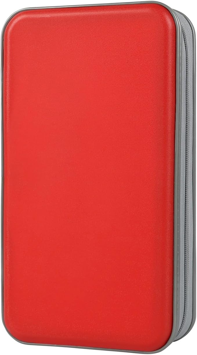 alavisxf xx CD Case, 96 Capacity Hard Plastic Organizer Wallet for Car | CD DVD Holder, Portable Hand Strap, Zipper Closure, Anti-Slip Scratch-Resistant Sleeves, Disc Storage, for Home Office Travel by alavisxfxx