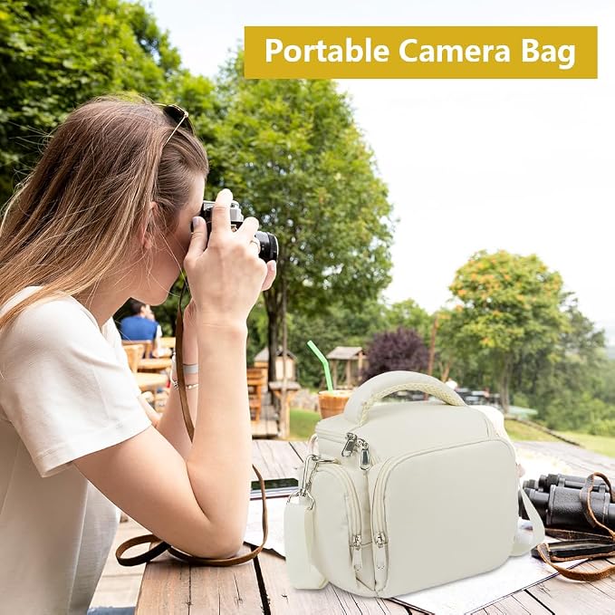 Ainiv DSLR Camera Bag, Large Waterproof Anti-Shock SLR Camera Case, Beige | Adjustable Shoulder Strap Camera Backpack, Portable Crossbody Single Shoulder Backpacks Compatible with Canon, Sony, Nikon - Image 7