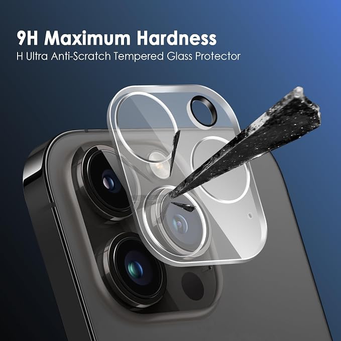 FanTEK Camera Lens Protector Compatible with iPhone 15 Pro / 15 Pro Max, 9H Tempered Glass Camera Screen Cover, Ultra HD Clear Acrylic Full Coverage Guard, Case Friendly - Image 3