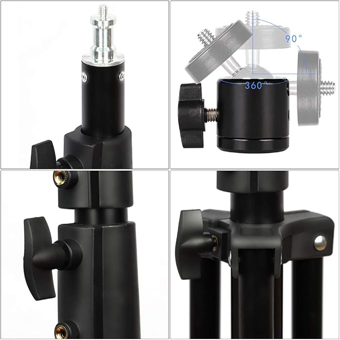 Aluminum Alloy Light Stand 9.5 Feet/2.8m Adjustable Spring Cushioned Photography Tripod for Photo Studio Speedlight Flashes, Ring Light, Photographic Equipments Thickening Flash Stand, 2 Pack - Image 8