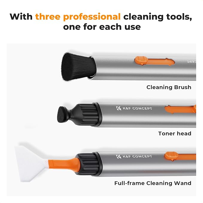 K&F CONCEPT Versatile Switch Lens Cleaning Pen for Camera Screen VR Glasses | 24mm Full-Frame Swab X6,Suede Carbon Head X2,Soft Brush,Aluminum Alloy Pen Body,Individually Packed,Portable and Hygienic - Image 3