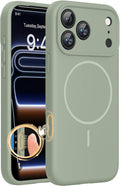 Miracase Magnetic for iPhone 17 Pro Case, Silicone, Patina Green | Compatible with MagSafe, Soft Microfiber Lining,Shockproof Drop Protection Phone Case for 17 Pro by Miracase