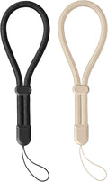 2 Pc Phone Wrist Strap Charm Anti-Lost Lanyard Hand Wristlet Finger Grip Strong Durable Adjustable for Women Men Universal for iPhone Camera Keychain USB Flash Drive Wallet ID Tag Black Beige by Casecond