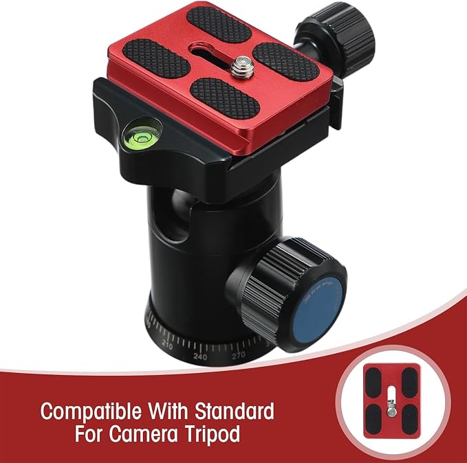 Frienda Quick Release Plate Tripod 1/4-20 DSLR,Pu50,Black and Red | Tripod Mount Plate, Camera Tripod Mount for DSLR Camera Tripod Ball Head , Metal, 1.9 x 1.5 x 0.4 Inch - Image 7