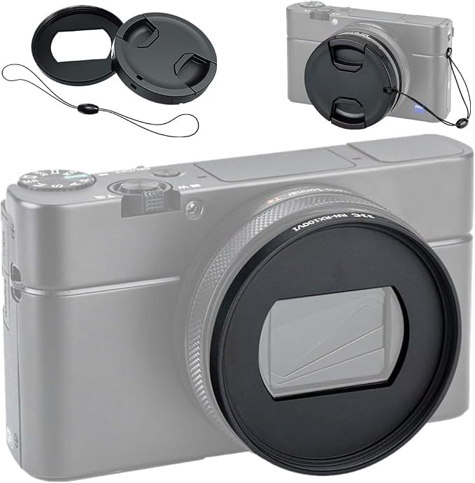 JJC Dedicated Metal Filter Adapter Lens Adapter for Sony ZV-1II RX100VII | with 52mm Snap-On Lens Cap & Cap Keeper String,for ZV-1II RX100 VII VI RX100M7 G5X Mark II,Install 52mm UV CPL ND Filter by JJC