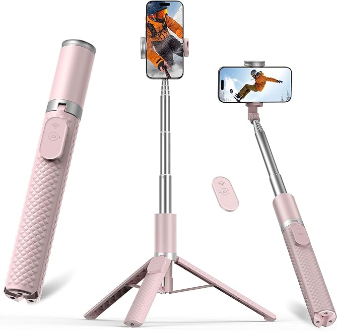 Tripod for iPhone, Selfie Stick with Remote, Stable & Durable Phone Tripod | Portable Travel Cell Phone Stand, Extendable All-in-1 Tripod for Video Recording Compatible with iPhone Android by VIMOSE