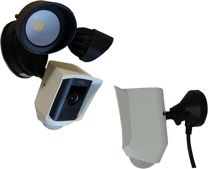 Silicone Skin Case Cover Compatible with Ring Floodlight Cam Wired Plus, Floodlight Camera (1st Gen) - Sun Glare, UV & Weather Protection Skins Cover - White - Image 4
