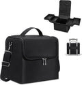 Large Makeup Carrying Train Case for Women, 4 Tier Travel Bag Box, Black | Nail Organizer Case-Adjustable Dividers, Waterproof, Detachable Shoulder Strap, Portable, Multipurpose Storage for Nail Tools by DECINIEE+BEAUTY+CO.%2CLTD