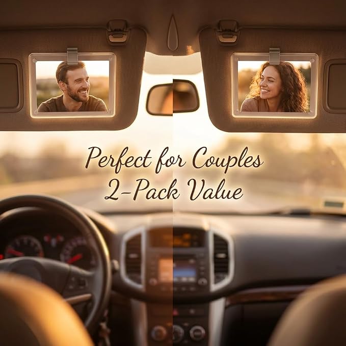 2-Pack Automotive PMMA Car Visor Photo Holder with 4 Corner N52 Neodymium Magnets - High-Clarity Drive Safe Daddy Clip for Polaroid Go and Instax Mini Pictures - Image 2