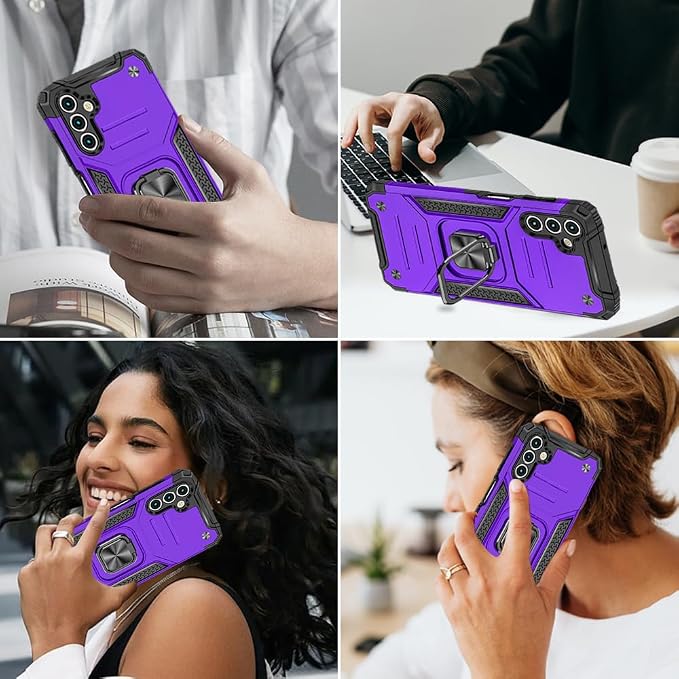 HNHYGETE for Galaxy A13 5G Phone Case with Screen Protector, 360°Military Grade Rotatable Kickstand [Heavy Duty] Protective Cases for Samsung Galaxy A13 5G (Purple) - Image 8