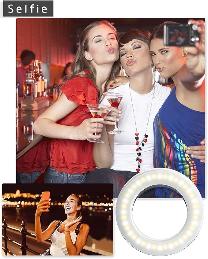 XINBAOHONG Selfie Ring Light Rechargeable Portable Clip-on Selfie Fill Light with 40 LED for Smart Phone Photography, Camera Video, Girl - Image 4