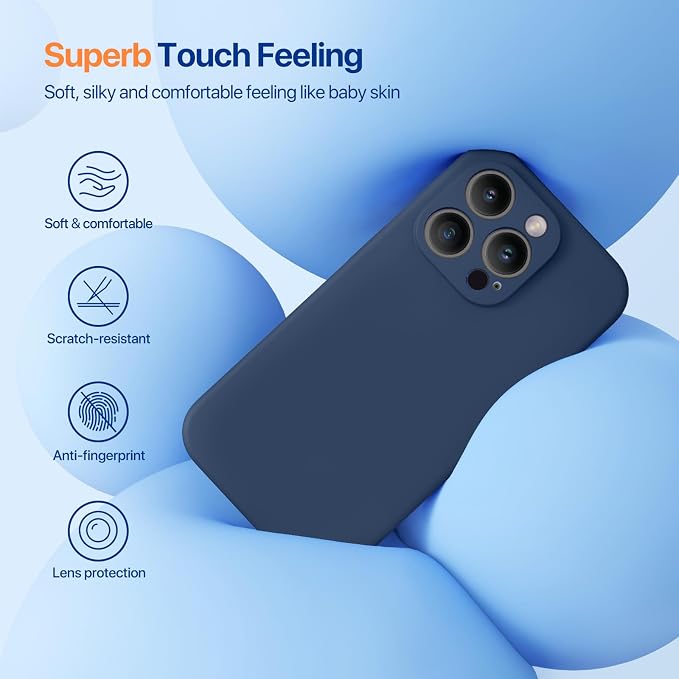 miracase Designed for iPhone 14 Pro Case, [Upgraded Camera Protection], Shockproof Liquid Silicone Rubber Phone Case Cover for 14 Pro 6.1 inch, Dark Blue - Image 3
