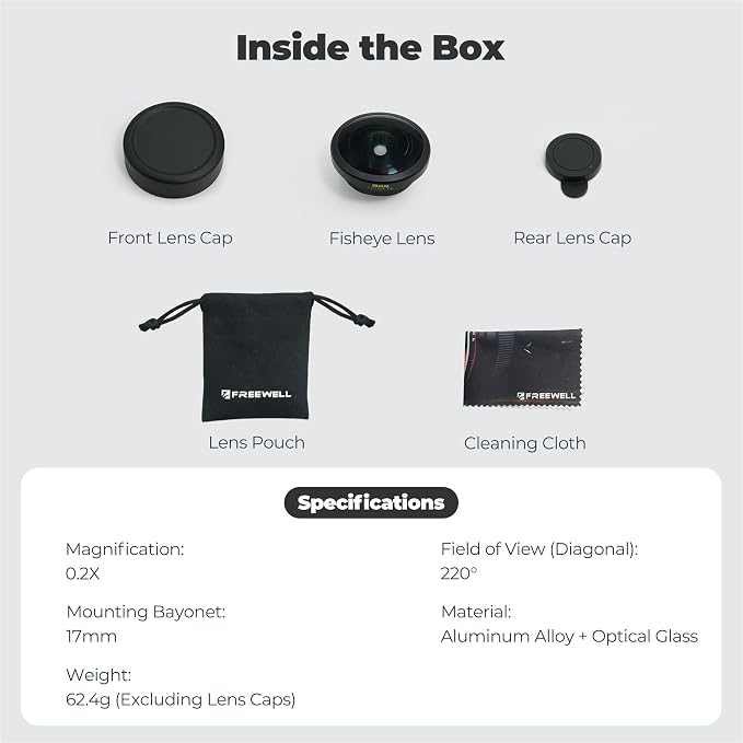 Freewell 8mm Fisheye Lens for 17mm Mount Phone Case | 220° Ultra-Wide Angle, 0.5m Focus Distance – Perfect for Creative Shots - Image 6