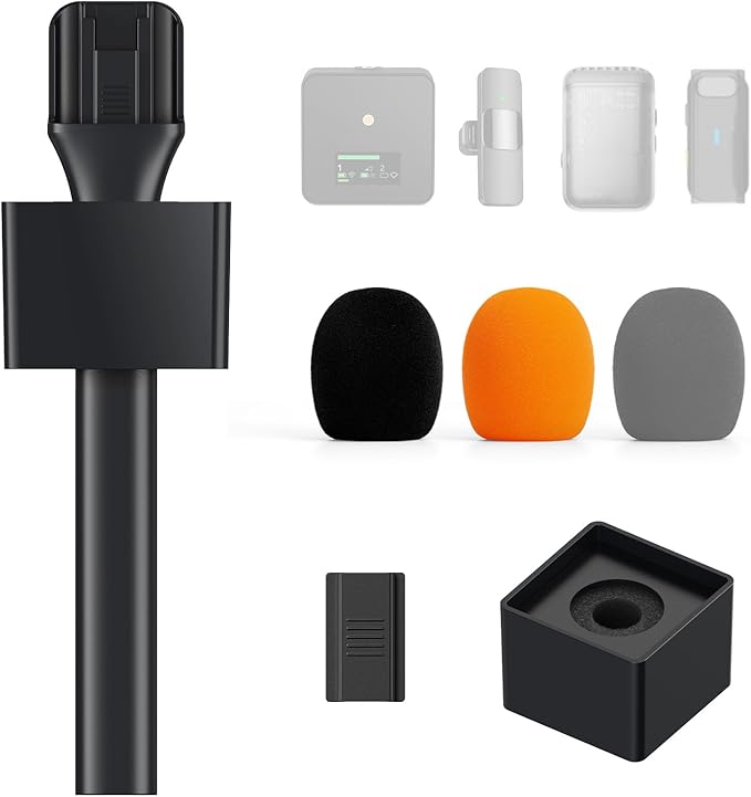 TONOR Handheld Adaptor for Interview Mic, Wireless Mic, Lavalier | Compatible with Rode, DJI and All Lav Mic, Microfono Stand with Flag Station, Foam, Rig for Vlogging, Reports, TP20 by TONOR
