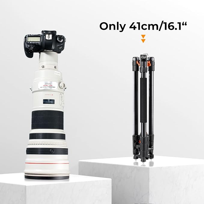 K&F CONCEPT 62" Compact Aluminum DSLR Camera Tripod | Detachable Monopod Tripod, 360° Ball Head, QR Plate, 22lbs Payload for Travel/Work, O254A1+BH-28L - Image 3