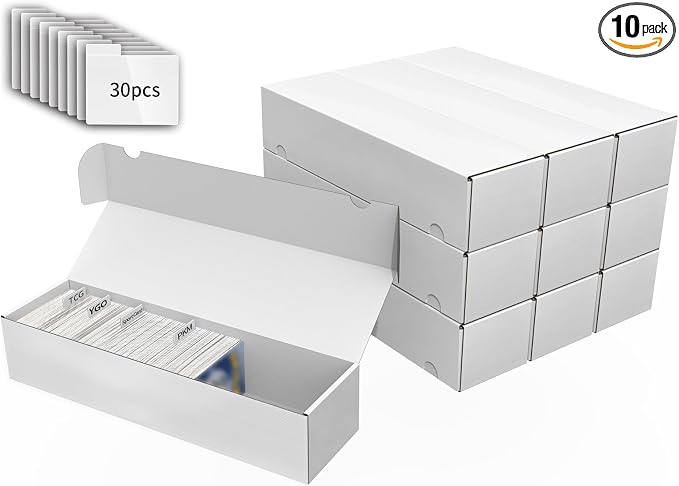 Laminated Trading Card Storage Box with Card Dividers,14in Bulk Storage Box | Card Dividers, 14 Inch, 10 Count, For Standard Card, Efficient Organization, Stackable, Horizontal, Card Organizer by XRACV
