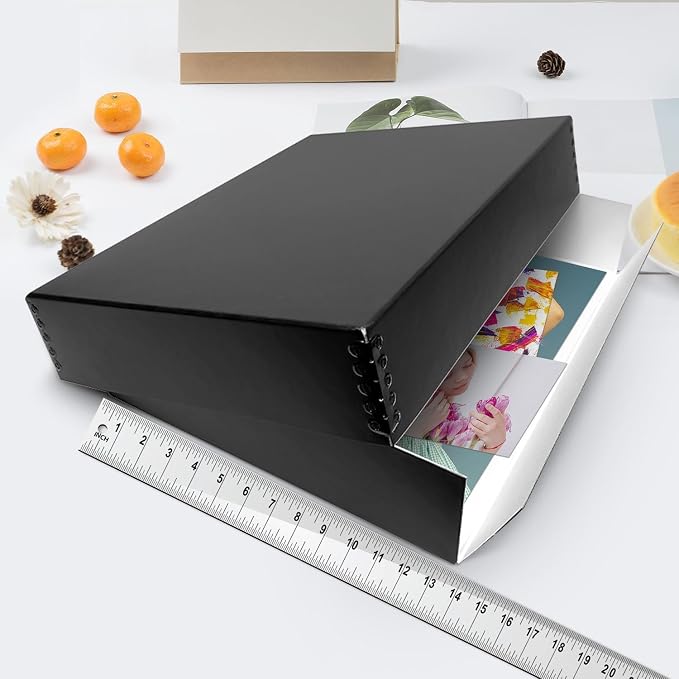 Lineco Museum Archival Storage Box, Drop Front, 13.75x19.75x3 in, Black | Acid-Free with Metal Edge, Preserves Picture Longevity, Organize Photos, Newspapers, Prints, Documents, Crafts, DIY - Image 3