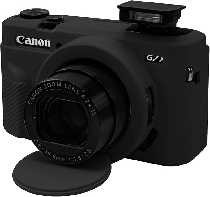 Case with Removable Lens Cover for Canon G7X Mark II/G7XII Camera(Black) | Soft Silicone Camera Protective Case,Slim Fit,Anti-Scratch,Dustproof,Shockproof,Camera Accessories,For Travel,Daily Use by Unknown