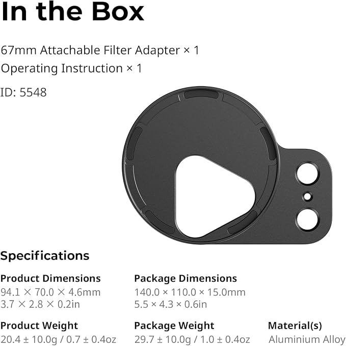 SmallRig FilMov 67mm Magnetic Filter Ring Adapter for Phone Case (SmallRig 17 Pro Max 5551/5552), Compatible with 67mm Magnetic Filter Series (4726/4581/4582/5169/5170)-5548 - Image 6