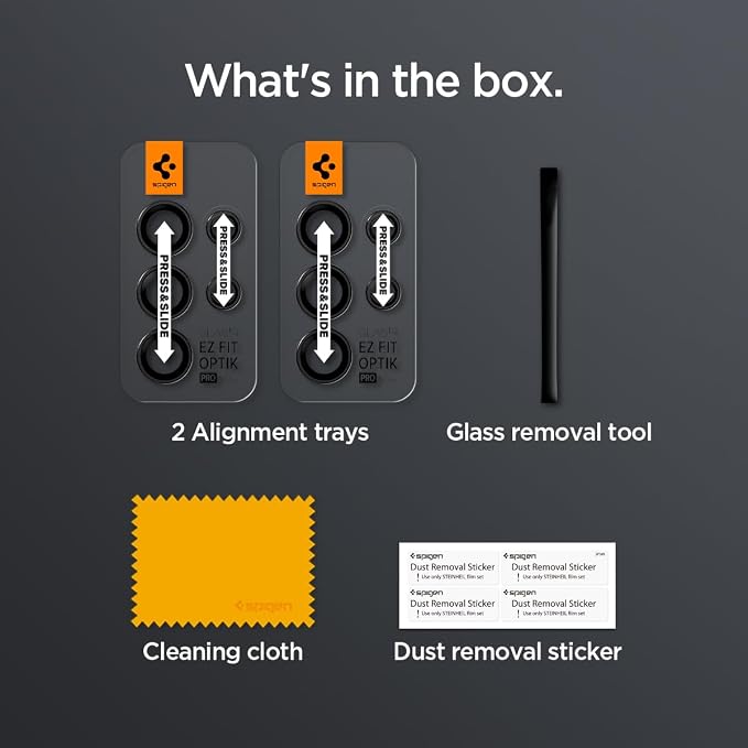 Spigen Camera Lens Protector for Galaxy S24 Ultra - Titanium Black [2 Pack] | GlasTR EZ Fit Optik Pro, 9H+ Tempered glass, Scratch resistant, Original photo quality, Auto-align tray, Case-friendly - Image 7