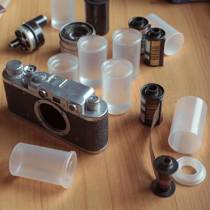 Film Canisters with Caps, 35mm Case, Container with Lids, Clear, 60 Pack | Houseables Film Canisters, Cannisters for Rockets, Empty Camera Reel Holder, Bottles, Coin Storage, Plastic, 8oz, 2"x1", Bulk - Image 6