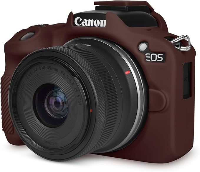 Rieibi EOSR50 EOS R50 Case, Soft Silicone Protective Case for Canon EOS R50 EOSR50 Vlogging Camera, Lightweight EOS R50 Camera Case Grip Cover Body Skin - Coffee by Rieibi